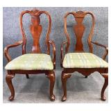 Pair Queen Anne Splat Back Arm Chairs