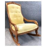 Antique Walnut Grape Carved Rocking Chair