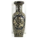 Large 24 " Black & Gold Floral Porcelain Floor