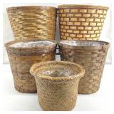 Group Wicker / Rattan Woven Planter Baskets