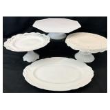 4pc Ceramic Cake Stands & Tray