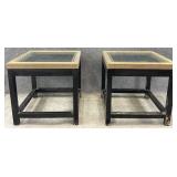 Pair Glass Insert End Tables