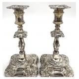 2 Vintage English Silver Plated Candlesticks