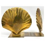 Pair Solid Brass Seashell Bookends