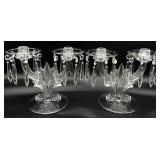 2 Fostoria 2484 Clear 2-Light Prism Candlesticks
