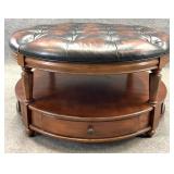 Round Tufted Ottoman/Coffee Table