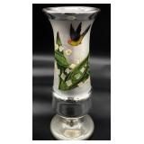 Antique Hand Painted 10 " Mercury Glass Vase