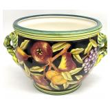 Black & Painted Fruit Motif Decorative Planter