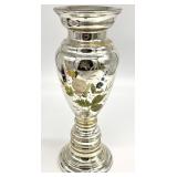 Antique Hand Painted 12 " Mercury Glass Vase