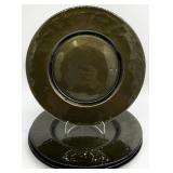 4 Sage Green Olive Glass Charger Plates