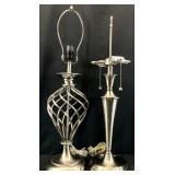 2pc Brushed Nickle Table Lamps