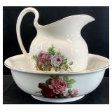 Antique Floral Wash Bowl & Pitcher