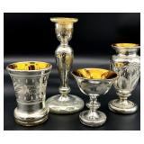 4pc Antique 19th C Mercury Glass