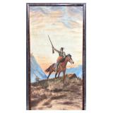 Oil on Canvas Native American Man on Horse
