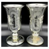 Pair Antique Mercury Glass Vases