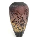 Acid Etched Purple Cameo Glass Vase