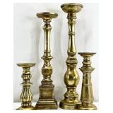 4pc Large Gold Tone Decorative Candlesticks