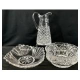 3pc Crystal Pitcher & Bowls