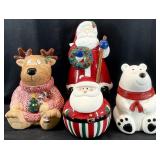 4 Vintage Ceramic Christmas Cookie Jars