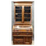 Antique Walnut Cylinder Roll Secretary