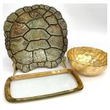 3pc Vietri Tortoise Shell Glass Bowl & More