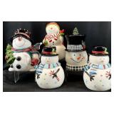 5 Vintage Ceramic Snowman Cookie Jars