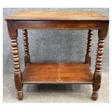 Antique Walnut Turned Leg Table