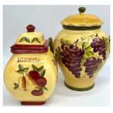 2 Ceramic Hand Painted Biscotti Cookie Jars