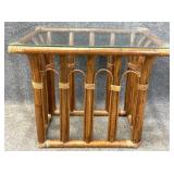 Glass Top Rattan End Table