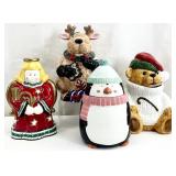 4pc Vintage Ceramic Christmas Cookie Jars