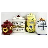 4 Ceramic Biscotti / Cookie Jars