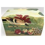 Hand Painted Bird & Fruit Motif Wooden Box