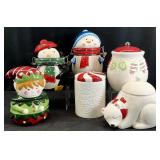 6pc Vintage Ceramic Christmas Cookie Jars