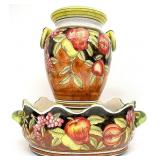2pc Fitz & Floyd Large Tuscan Style Ceramic
