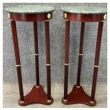 Pair Stone Top Plant Stands