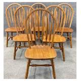 6 Oak Arrow Back Dining Chairs
