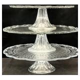 3pc Vintage Pedestal Glass Cake Stands