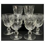 6 Vintage Libbey Glass Diamond Cut Water Goblets