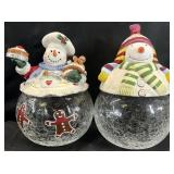 2 Oneida Snowmates Glass Bottom Cookie Jars