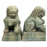 2 Chinese Crackle Glaze Porcelain Foo Dog Statues