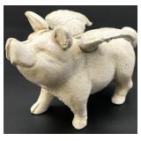 Cast Iron Flying Pig Miniature Coin Bank