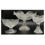3pc EAPG / Vintage Glass Compotes