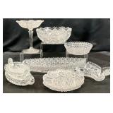 9 EAPG Ornate Pattern Glass Serving Dishes