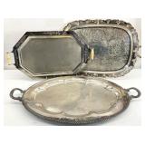 3pc Vintage Silverpate & Metal Serving Trays
