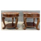 Pair Scroll Leg End Tables