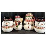 4pc Ceramic Snowman Christmas Cookie Jars