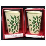 2pc Lenox Holiday Travel Mugs & Ceramic Lids