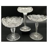 3 Antique American Brilliant Glass Compotes
