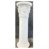 White Pottery Cherub Column Pedestal Stand