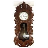 Vintage Carved Wood Regulator Pendulum Wall Clock